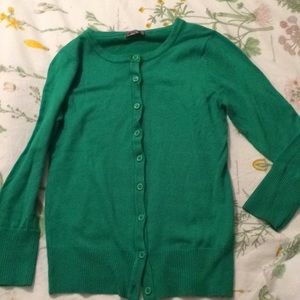 Bright green cardigan